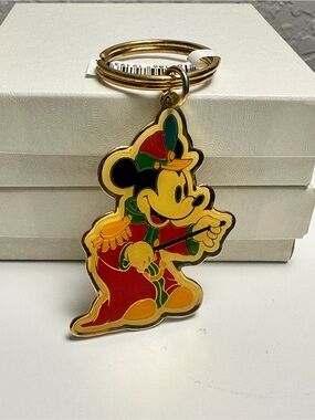 VTG Mickey Mouse Gold-tone Enamel Keychain-The Band Concert